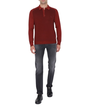 Logo embroidered long sleeve polo shirt