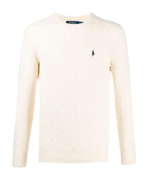 Cable knit logo embroidered jumper