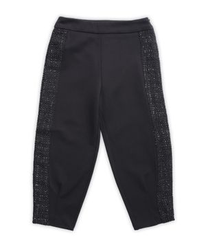 Elastic waist pants with contrast inserts