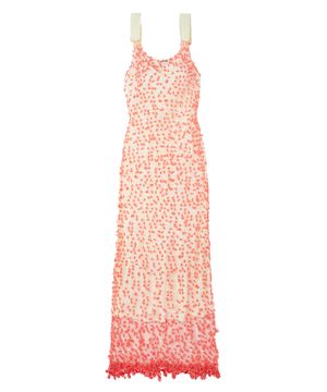 Mesh-trim long dress