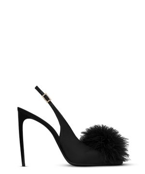 Mae slingback sandals in crepe satin with feathers