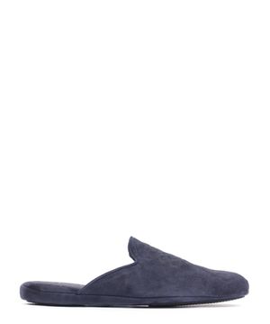 Suede slippers with embroidered logo