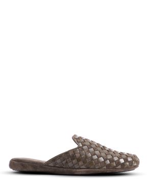 Woven leather upper slippers in black