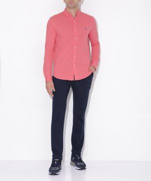 Shirt with classic collar and long sleeves