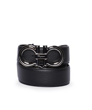 Logo metal buckle leather belt