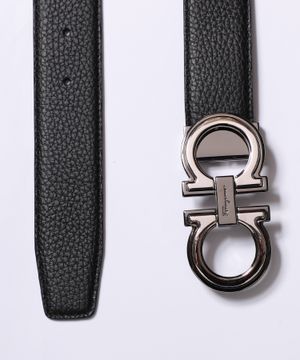 Logo metal buckle leather belt