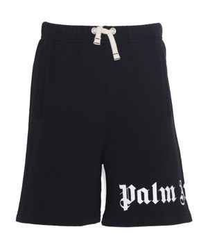 Shorts with elasticated waist and logo print