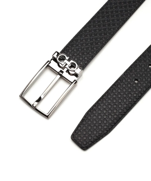 Logo metal buckle leather belt