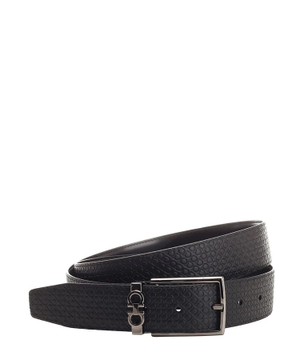 Logo metal buckle leather belt