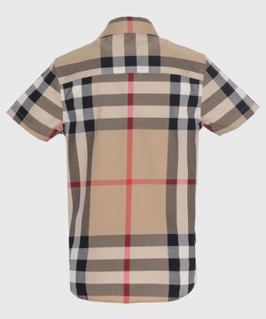 Plaid check shirt with short sleeves