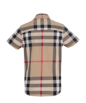 Plaid check shirt with short sleeves