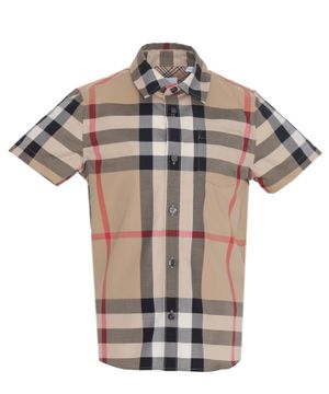 Plaid check shirt with short sleeves