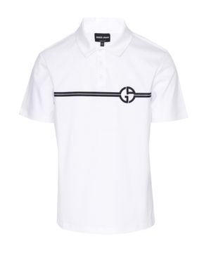 Three button up collar polo with logo detail