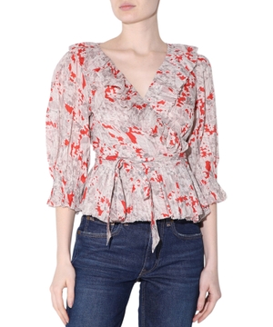 Floral blouse with ties at the waist