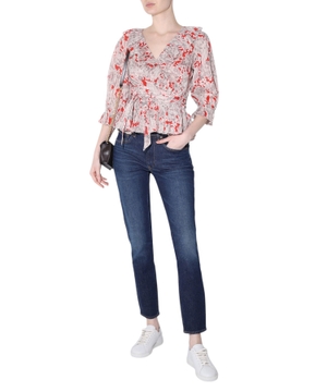Floral blouse with ties at the waist