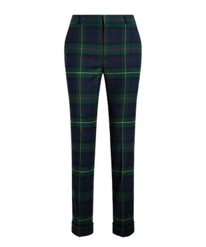 Checked high waist wide leg trousers