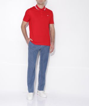 Stripe collar polo shirt