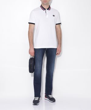 Stripe collar polo shirt