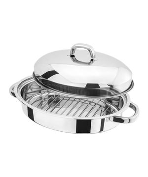 Stainless steel oval roaster with rack