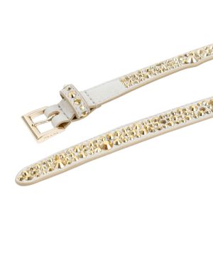 Leather belt embellished with crystals