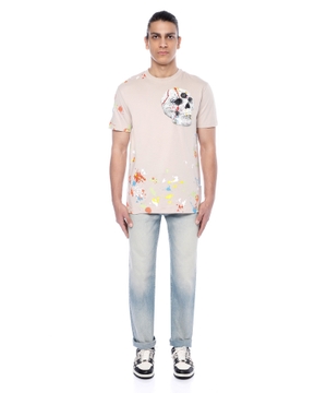 Round neck T-shirt with skull print