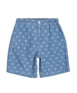 Stars printed denim shorts