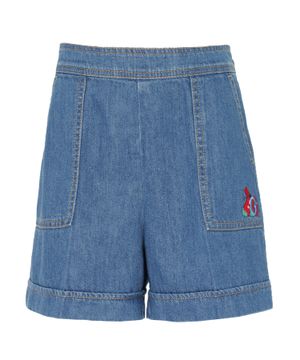 Logo embroidered denim short