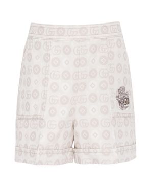 Logo printed denim shorts