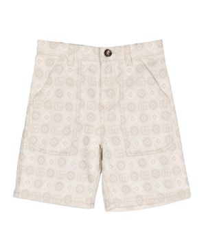 Logo printed denim short