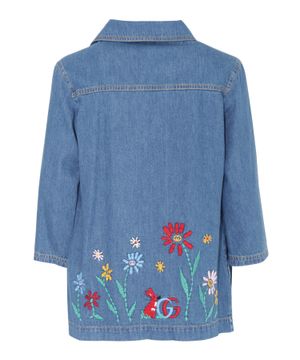 Flower applique denim shirt