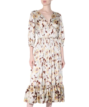 V-neck midi dress with print