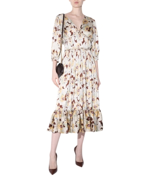 V-neck midi dress with print