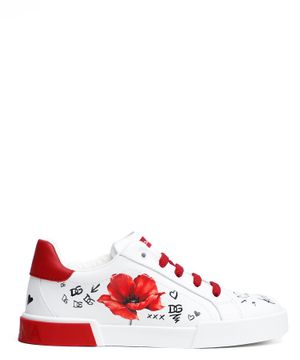 Leather sneakers with floral print