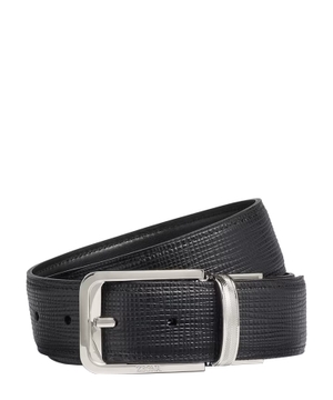 Logo detail metal buckle leather belt