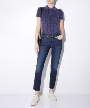 Short sleeve sweater with ribbed trim