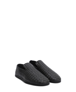 Woven design leather loafers
