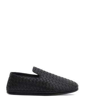 Woven design leather loafers