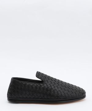 Woven design leather loafers