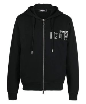 Logo printed zipped hoodie