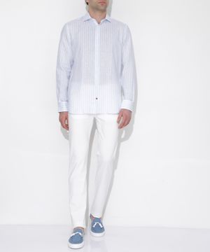 Stripe printed linen shirt