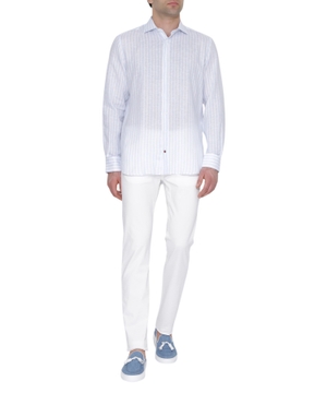 Stripe printed linen shirt