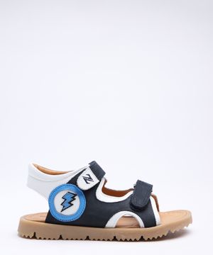 Leather sandals with logo print