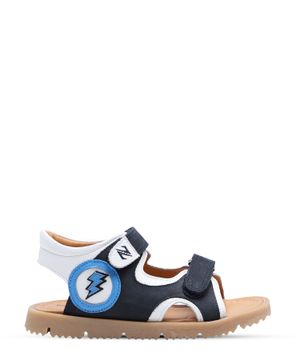 Leather sandals with logo print