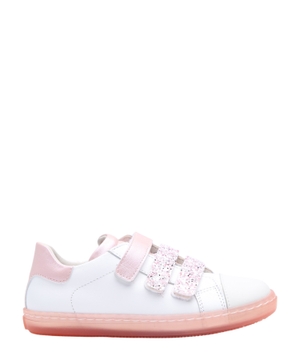 Leather sneakers with velcro fastening