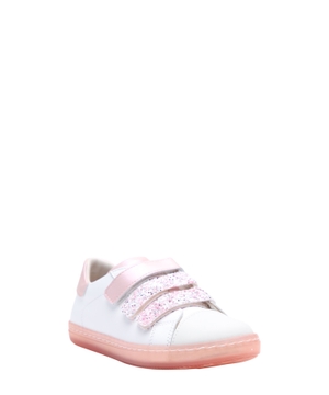 Leather sneakers with velcro fastening