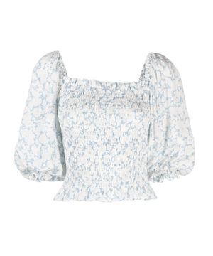 Floral print ruched top