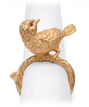 Napkin ring set with bird detail