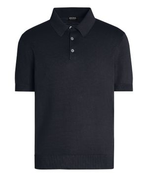 Polo with button up collar and short sleeves