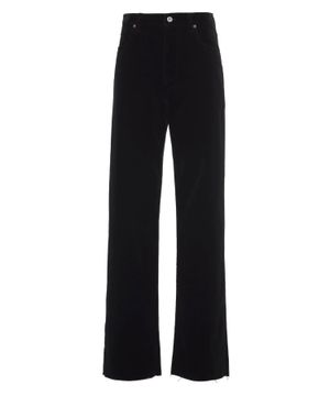 High-waist velour trousers