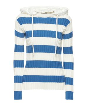 Stripe detailing knitted hoodie